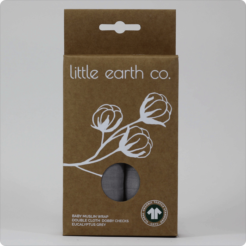 Muslin Baby Swaddle Wrap (2 Pack) - Eucalyptus Grey - Certified Organic Cotton | SHOP NOW