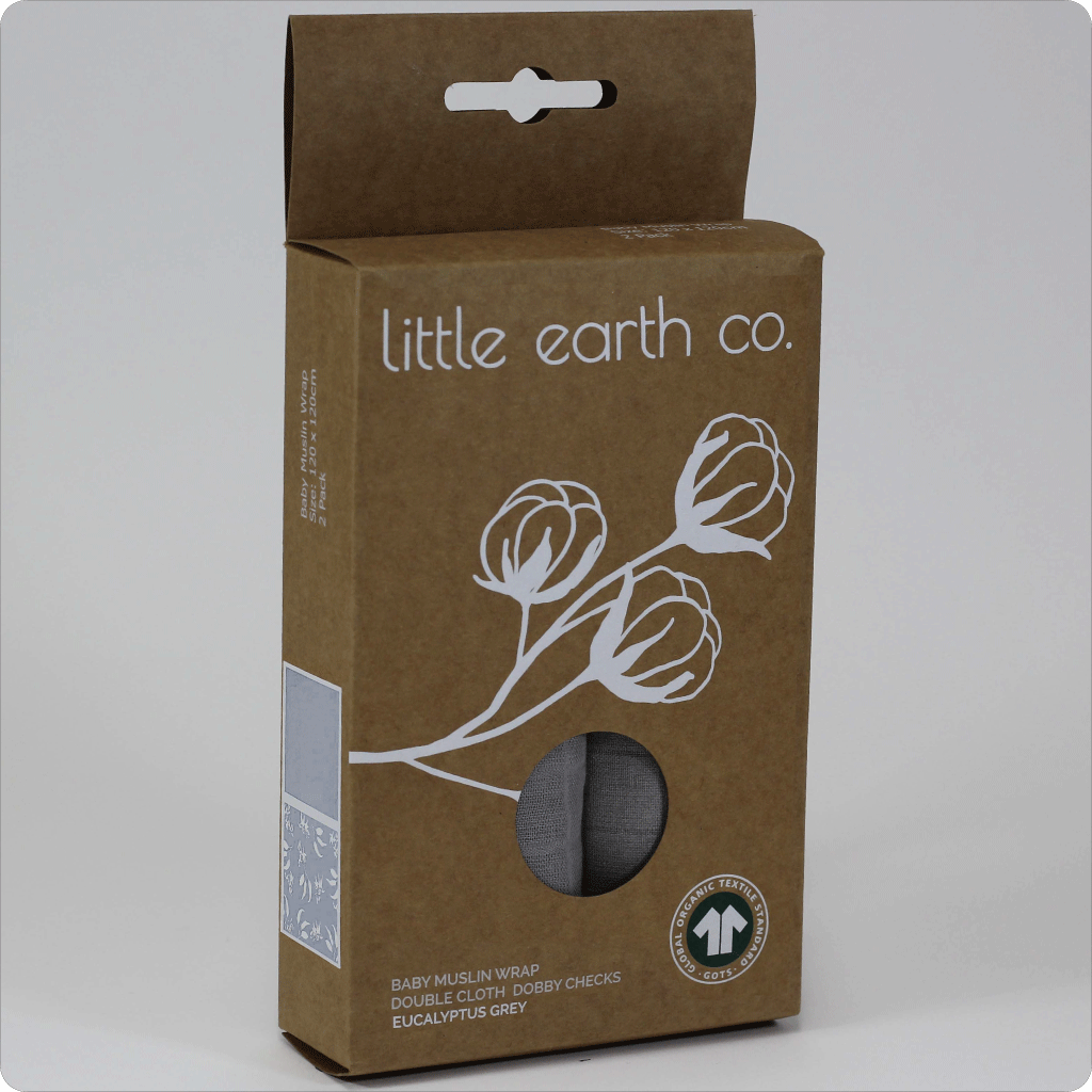 Muslin Baby Swaddle Wrap (2 Pack) - Eucalyptus Grey - Certified Organic Cotton | SHOP NOW