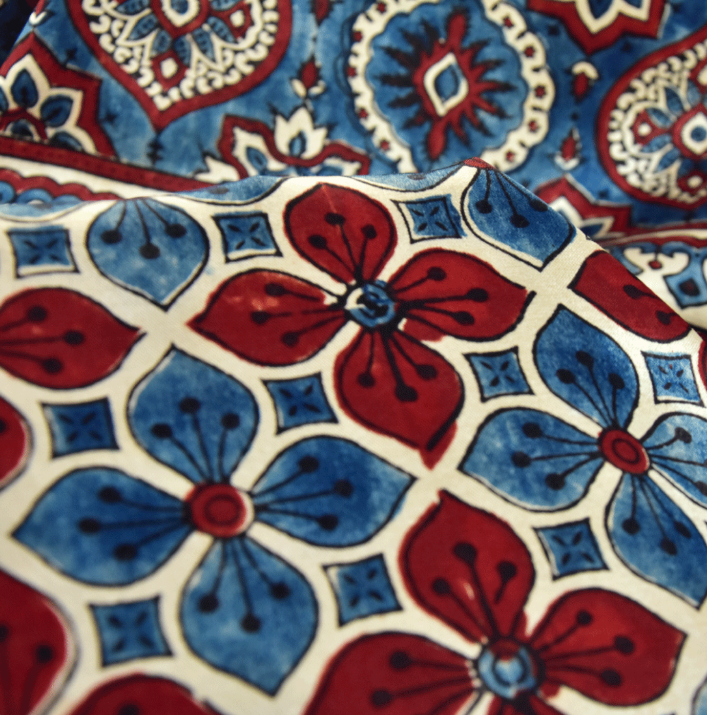 Ajrakh hand block printed mashru stole made in cotton and viscose