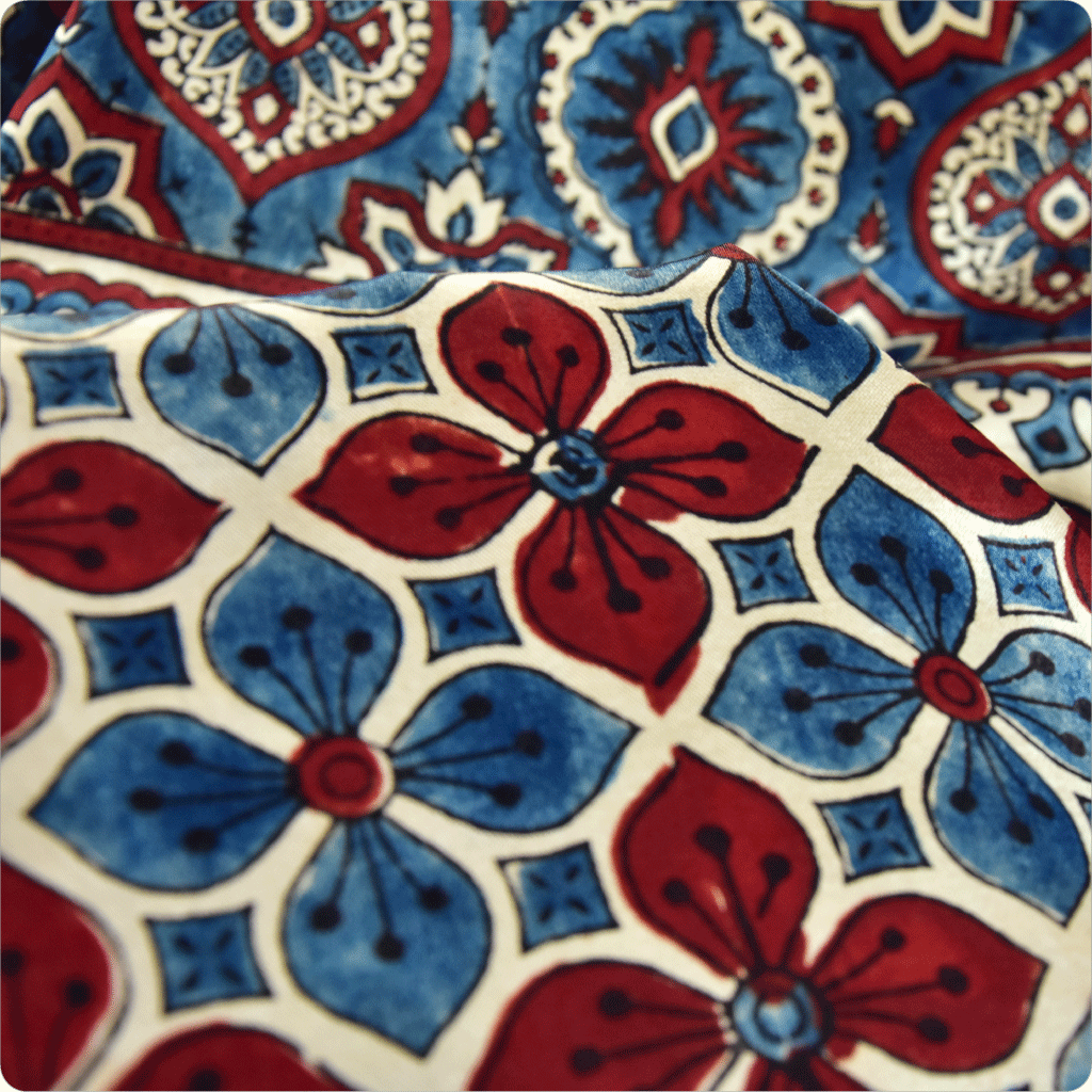 Ajrakh hand block printed mashru stole