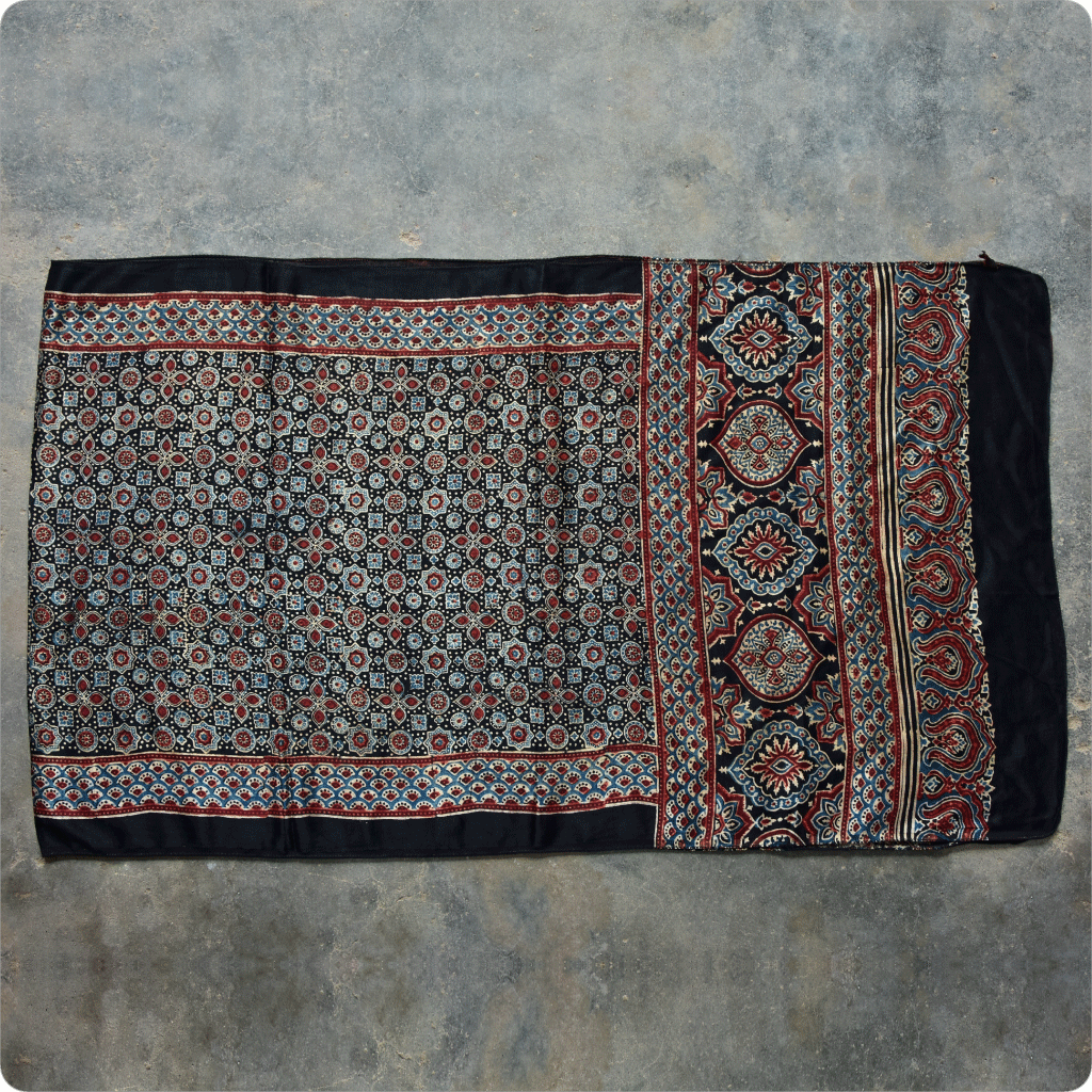 Ajrakh hand block printed mashru stole
