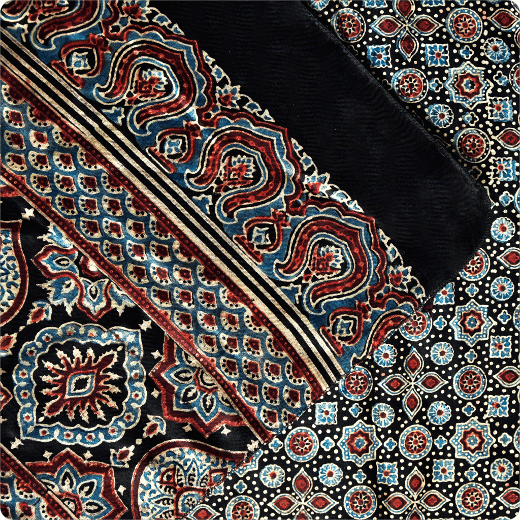 Ajrakh hand block printed mashru stole