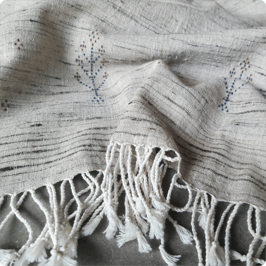 Tangaliya weave Tussar silk Kala cotton Stole