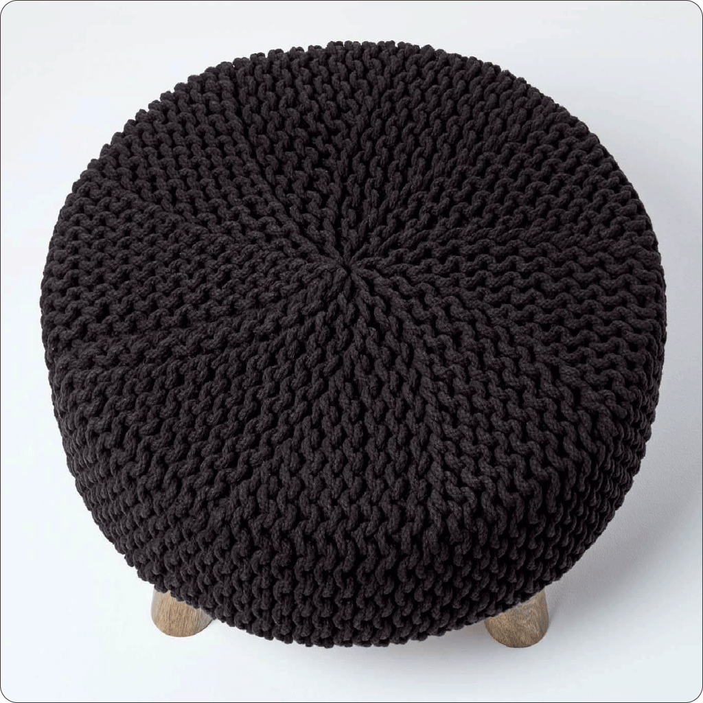 Cotton Wood Foot Stool home décor round pouf