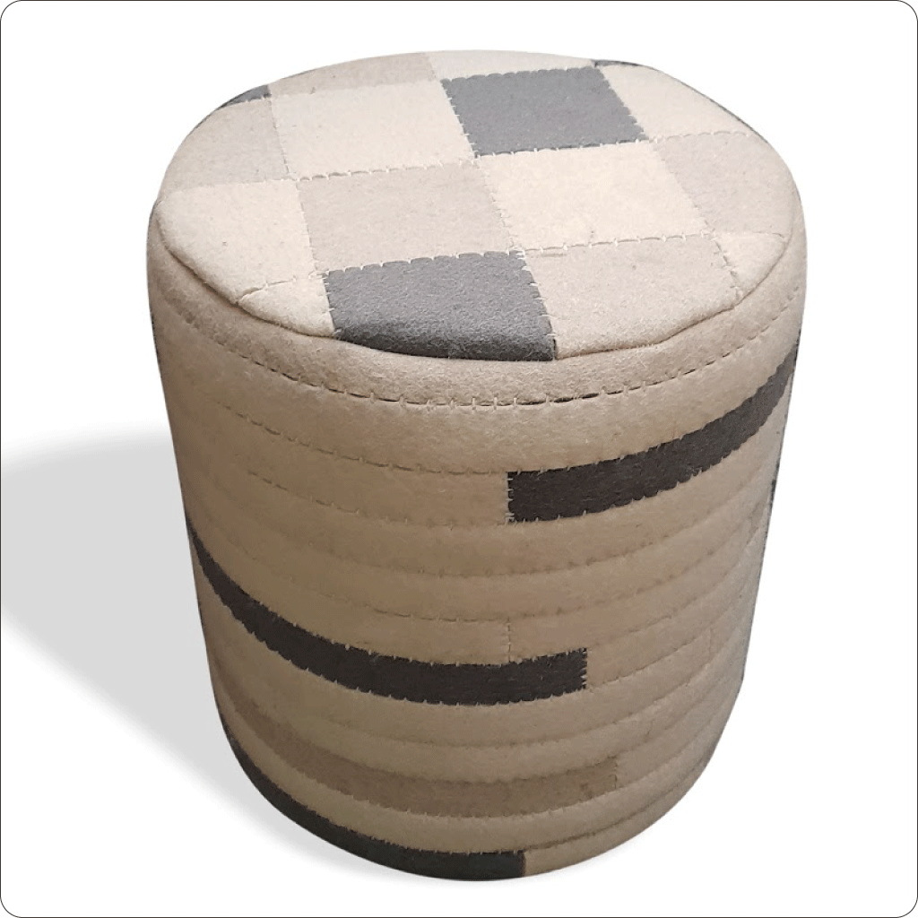 Felt patch Stool Cylinder shape pouf