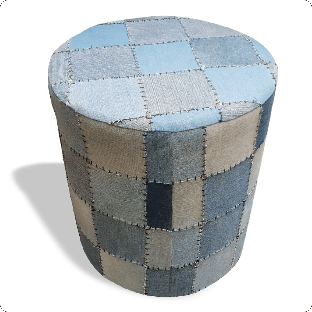 Jeans Patchwork Stool Cylinder shape pouf