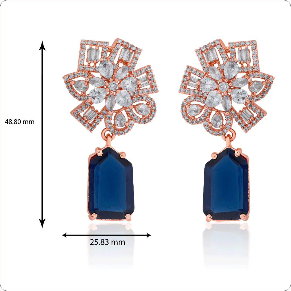 Midnight Blue Flower Dangler Earrings