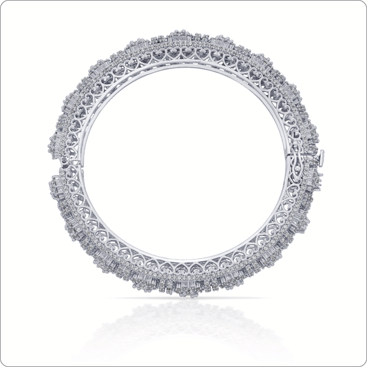 Encrusted Flower Bangle Bracelet