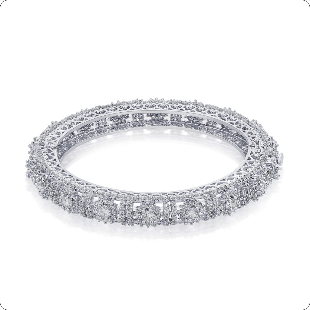 Encrusted Flower Bangle Bracelet