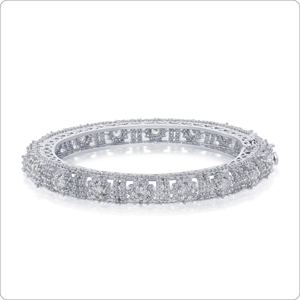 Encrusted Flower Bangle Bracelet