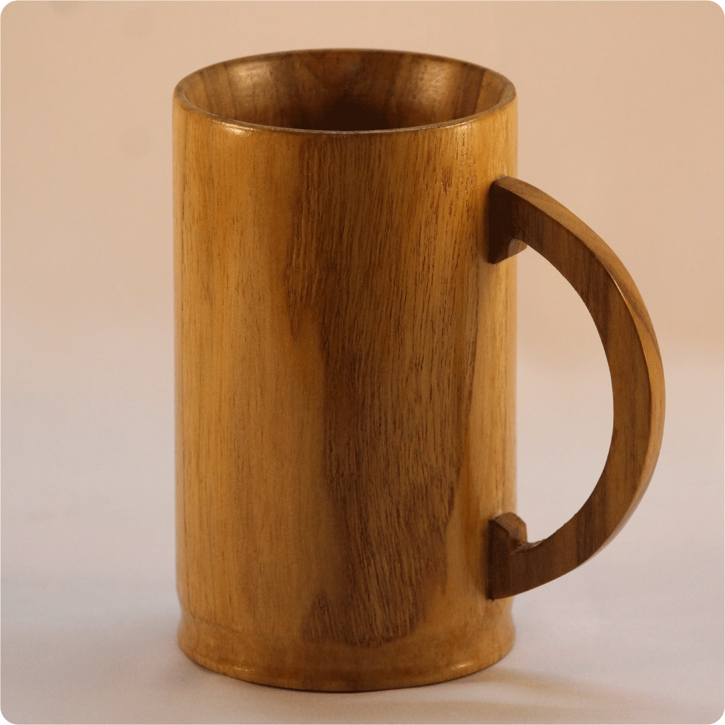 Teak Solid wood Beer Mug with Oval handle