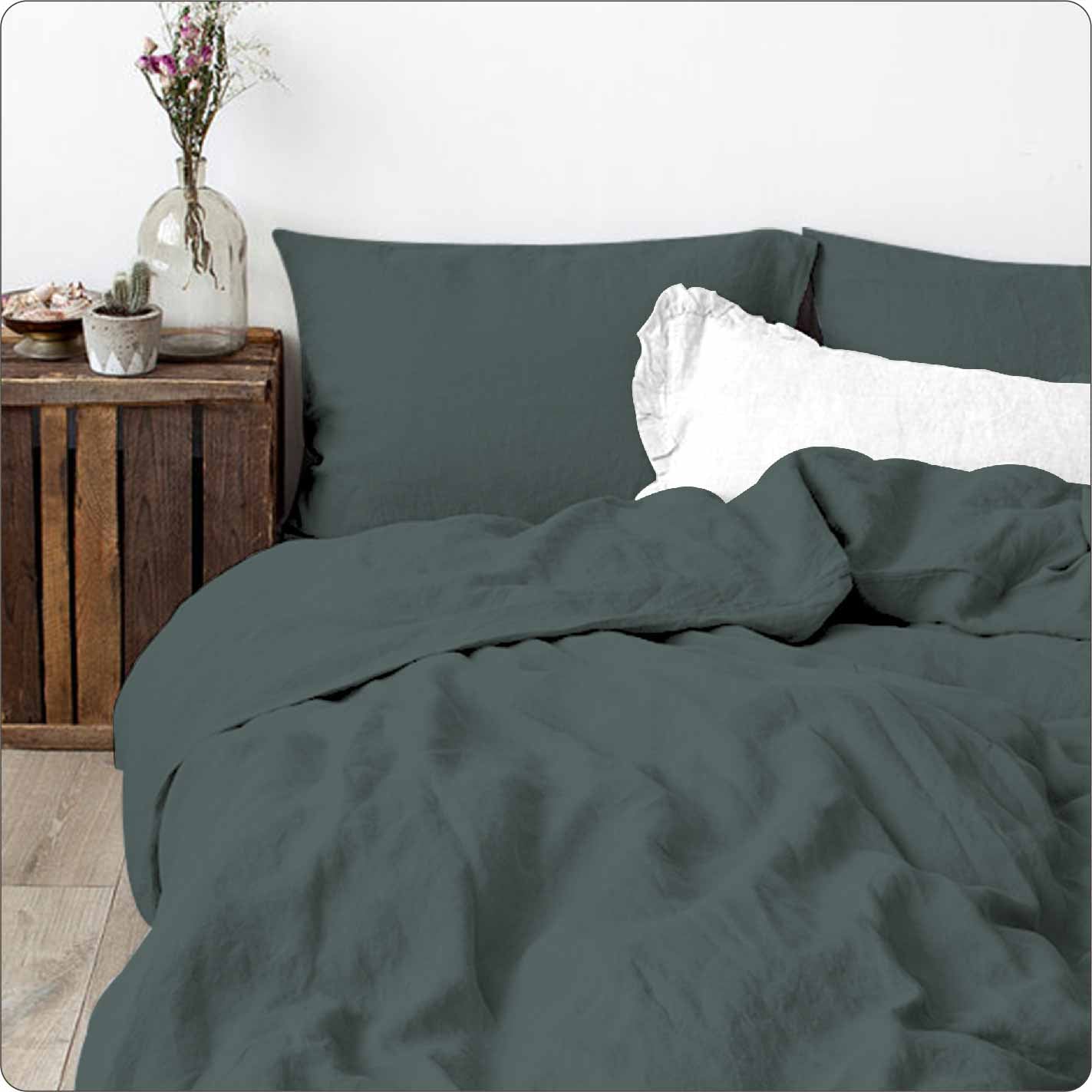 Lichen Belgian Linen Quilt Cover Set KING