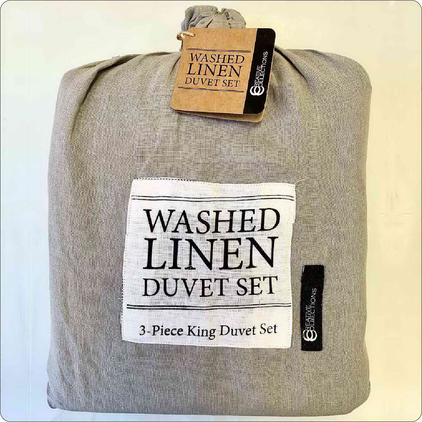 Linen Bed Duvet set GREY