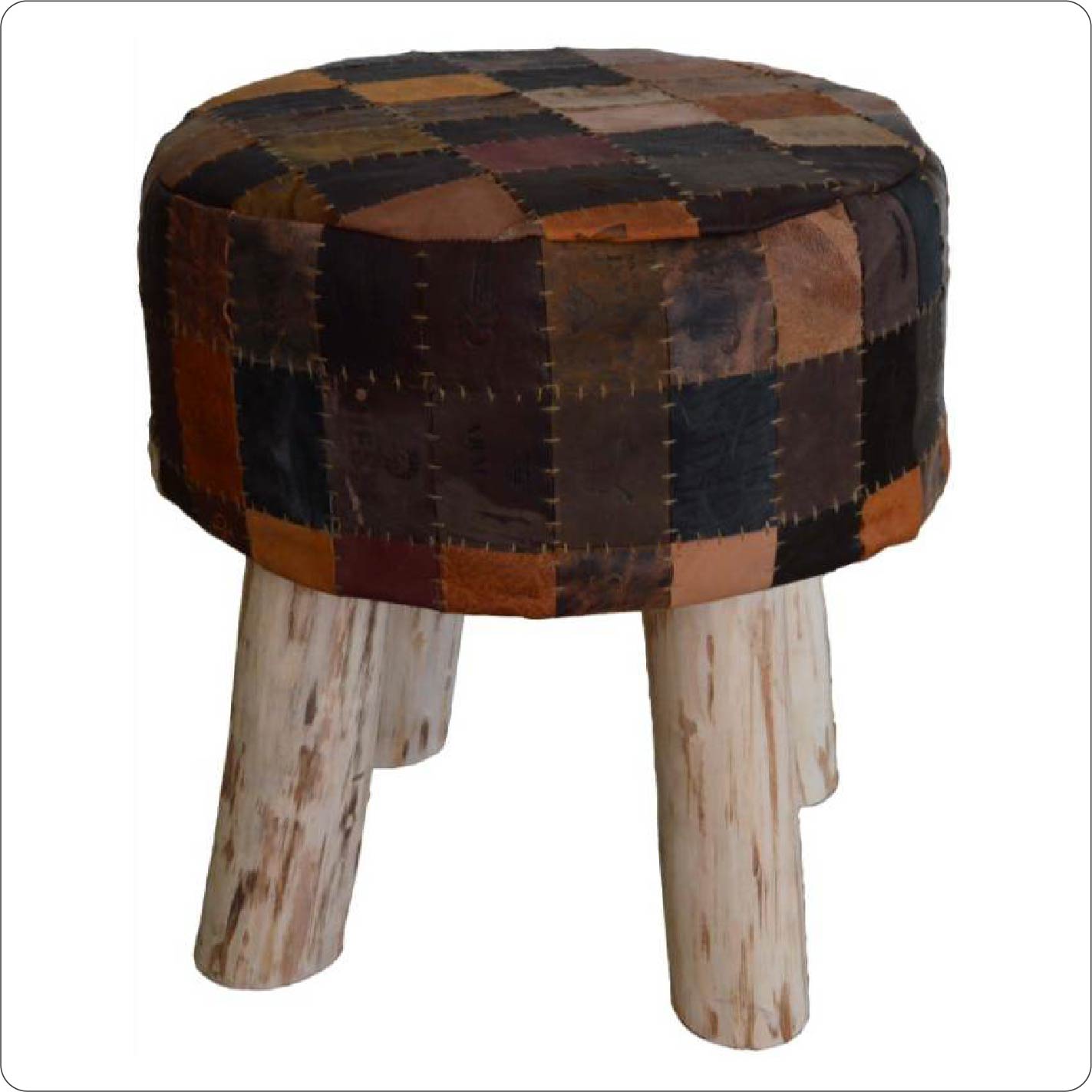 Leather Foot Stool round pouf ottoman