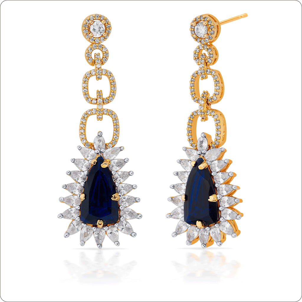 Dark Blue Drop Dangler Earrings