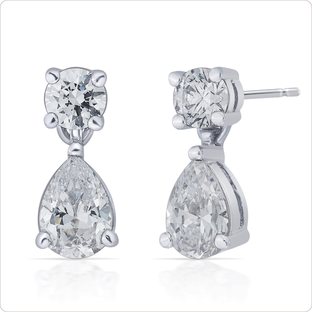 Premium crystal petal dangling earring pair