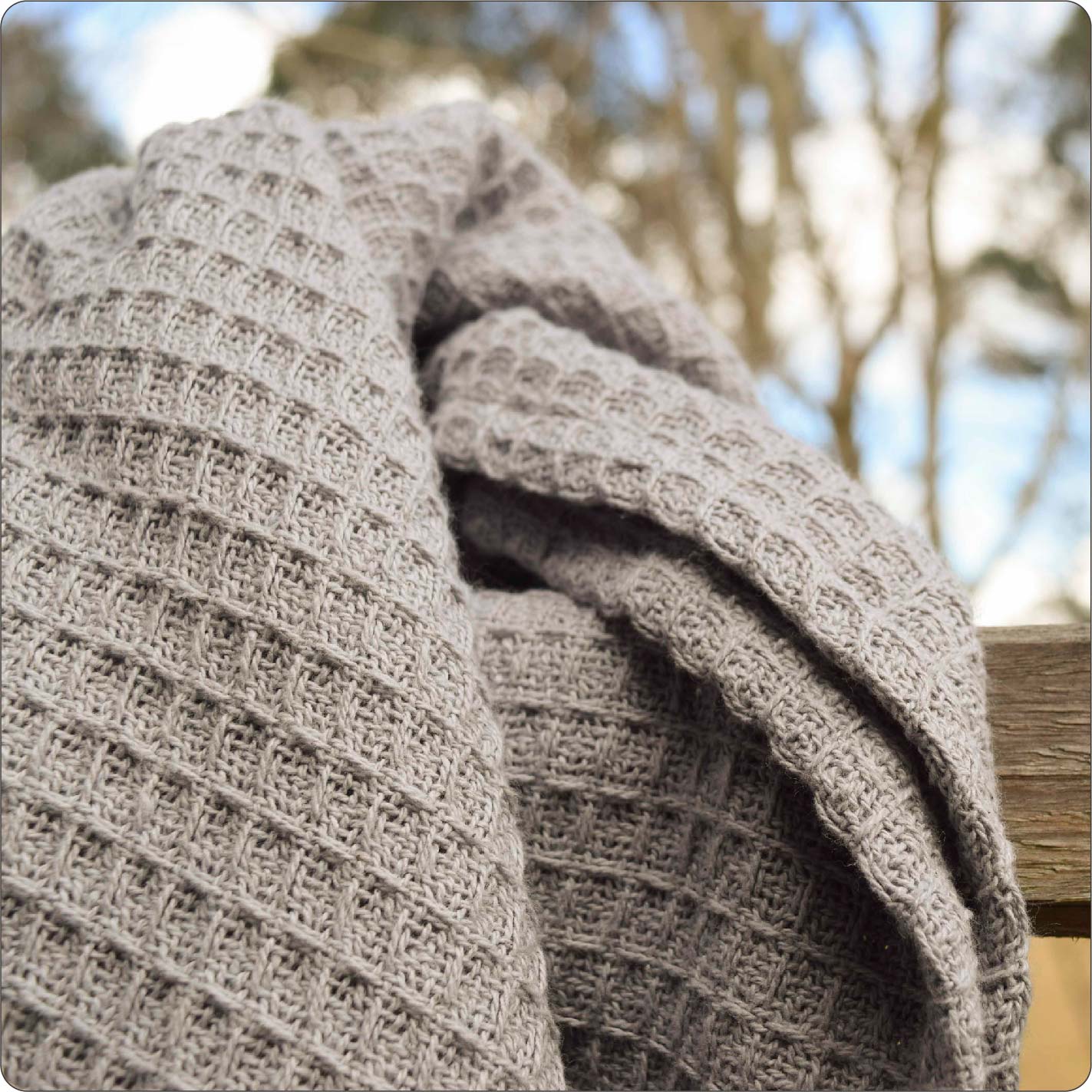 Organic Waffle Blanket 127x152cm Koala Grey