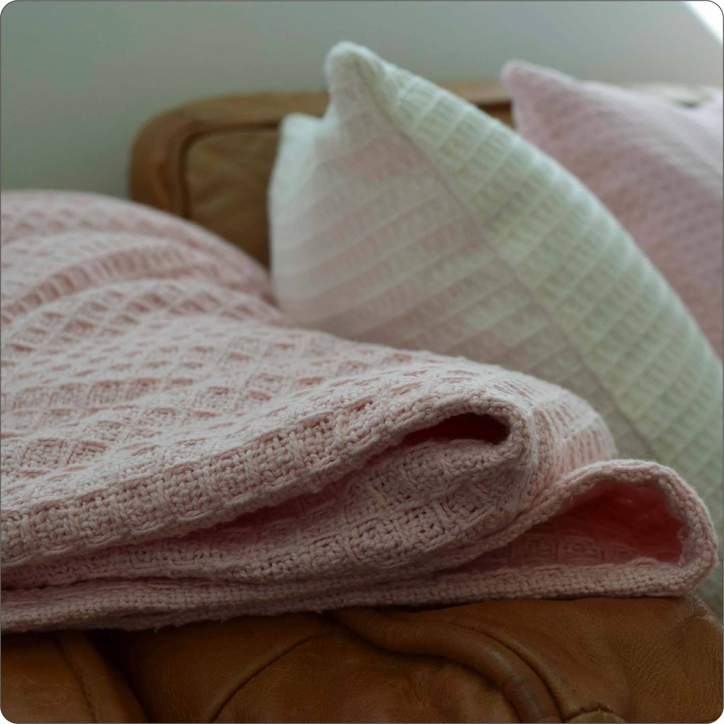 Organic Waffle Blanket 210cm x 210cm Byron Blush