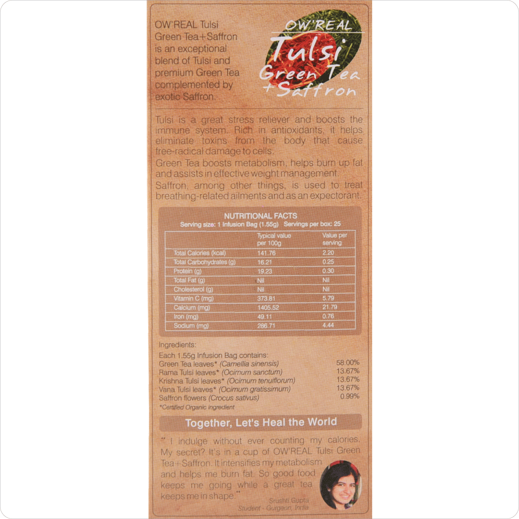 Real Green Tea + Saffron Tea Bags