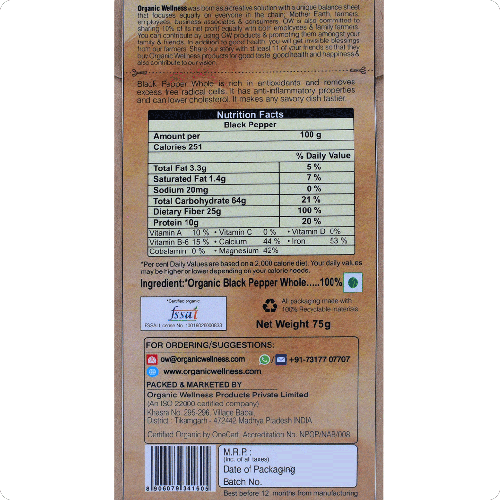Black Pepper Whole Natural