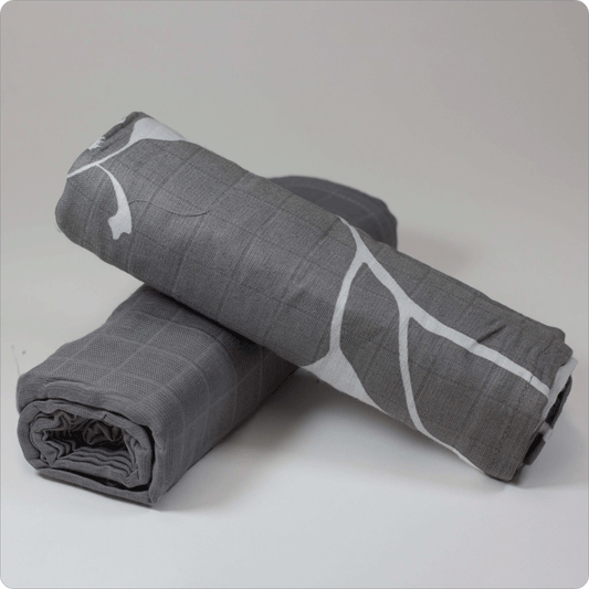 Muslin Baby Swaddle Wrap (2 Pack) - Eucalyptus Grey - Certified Organic Cotton | SHOP NOW