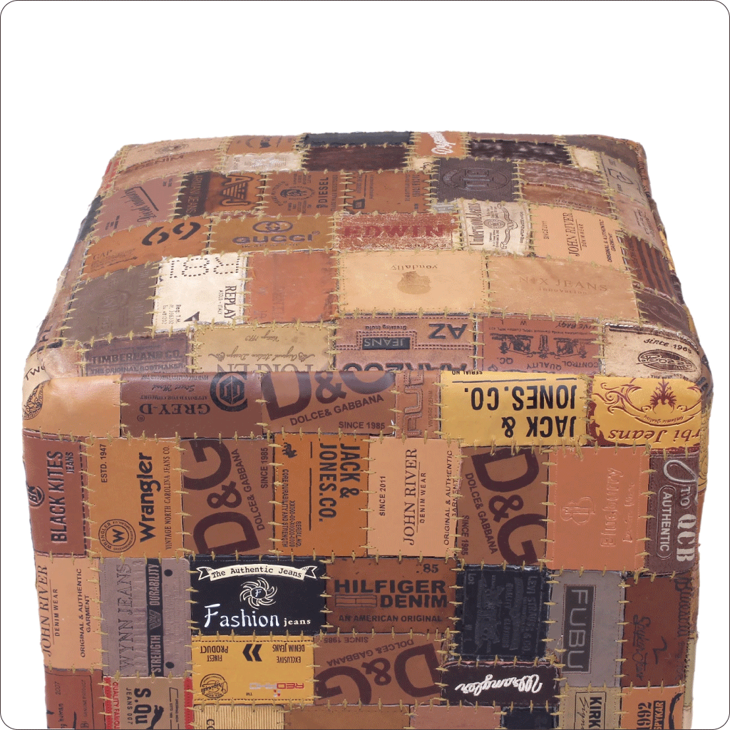 Leather Cube stool pouf ottoman
