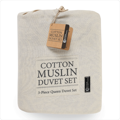 Luxury Cotton Muslin Duvet Cover Set QUEEN