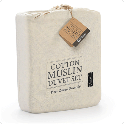 Luxury Cotton Muslin Duvet Cover Set QUEEN