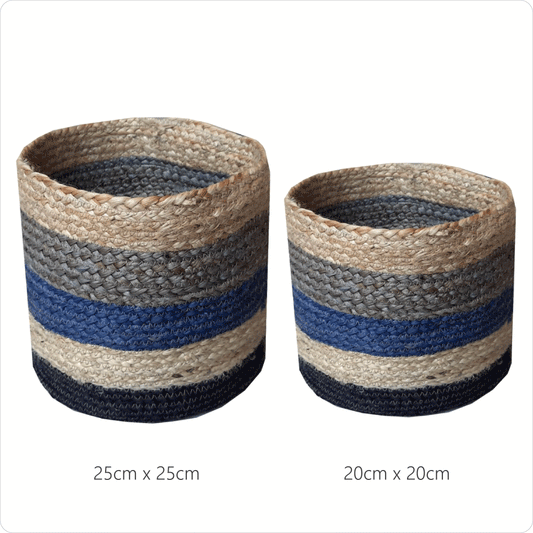 Natural Jute Basket Stripe design - Set