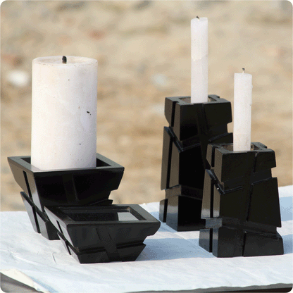 MDF wooden with Steel top Candle Holder