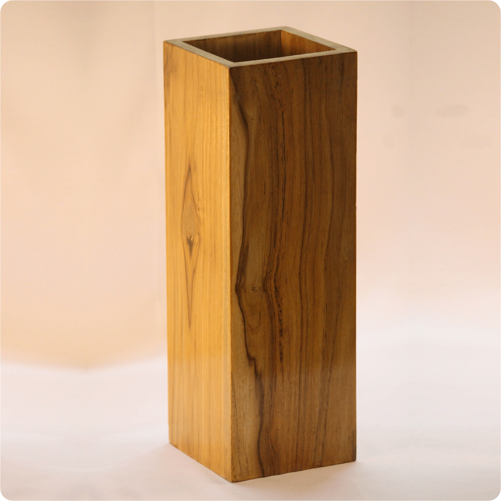 Teak Wood Handmade Rustic Wooden Flower Vase