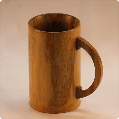 Teak Solid wood Beer Mug with Oval handle