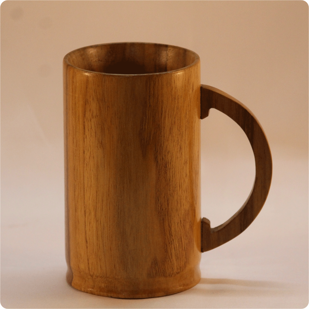 Teak Solid wood Beer Mug with Oval handle