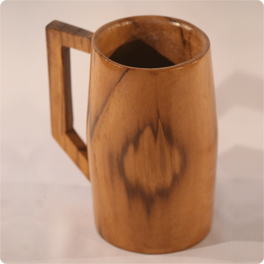 Teak Solid wood Beer Mug with handle