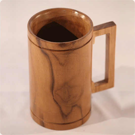 Teak Solid wood Beer Mug with Rectangle handle