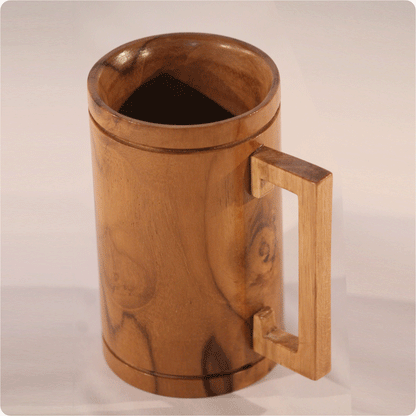 Teak Solid wood Beer Mug with Rectangle handle