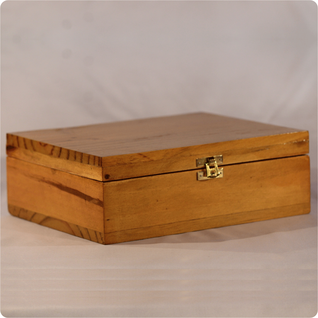 Pine wood Storage Gift box with Brass lock