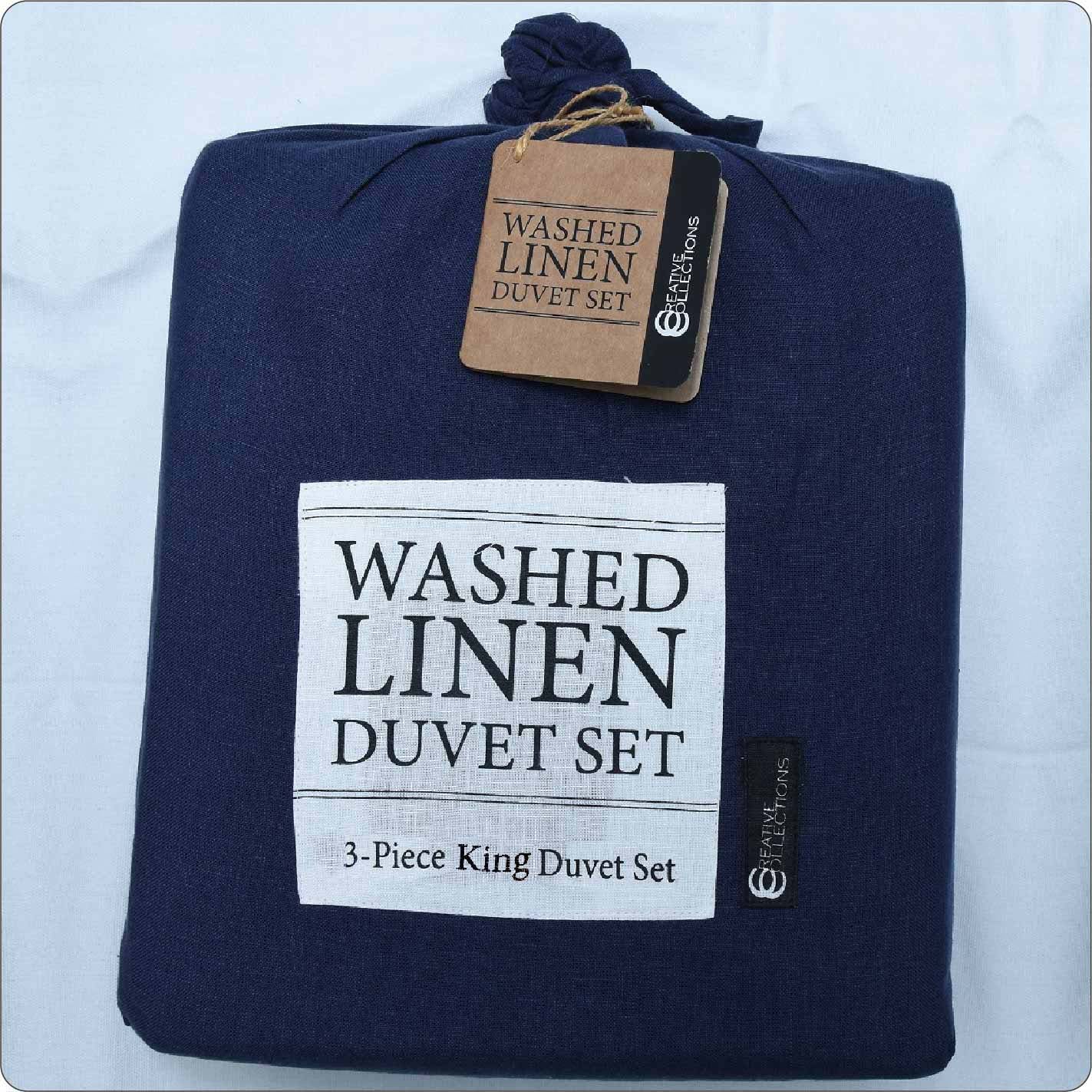Pre-Washed Belgian Linen Bed Duvet set MARINE