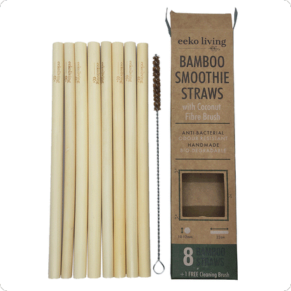 Bamboo Straws 8 Pack with Cleaning Brush