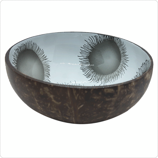 Real Coconut shell Bowl Grey circle Print