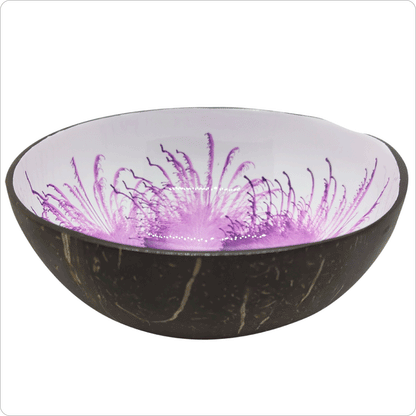 Real Coconut shell Bowl Pink floral Print