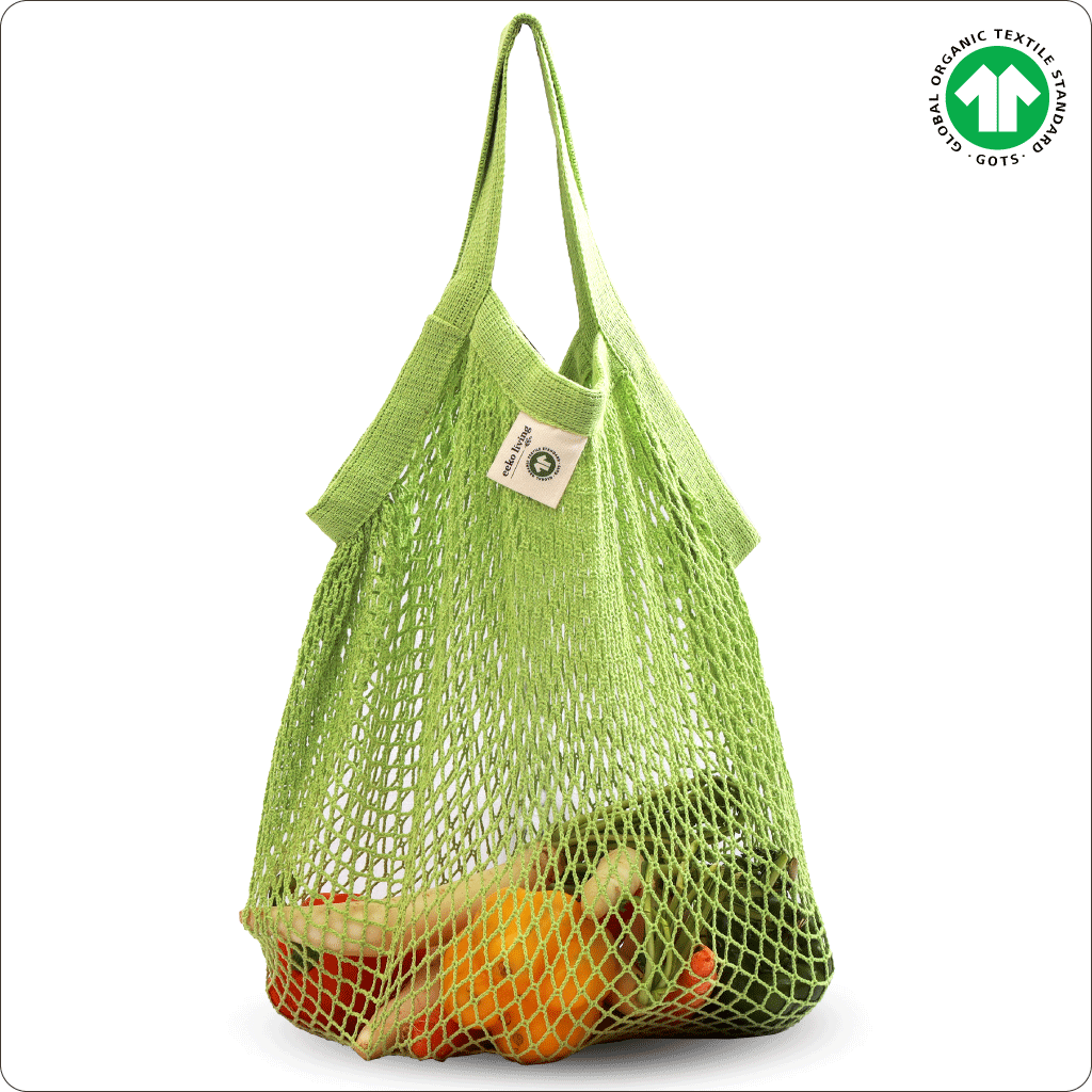 Organic Cotton Reusable Grocery bags (Long Handle)