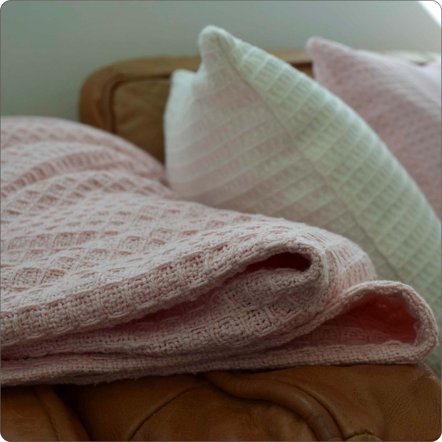 Organic Waffle Blanket 130x180cm Byron Blush